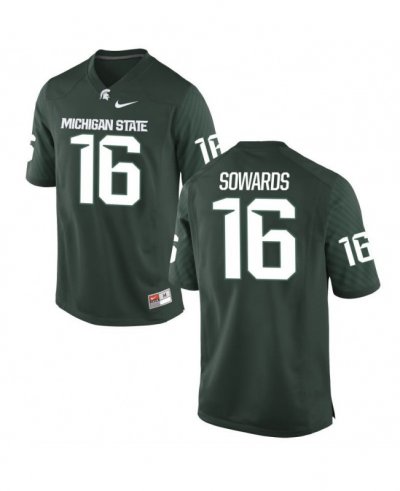 Men's Brandon Sowards Michigan State Spartans #16 Nike NCAA Green Authentic College Stitched Football Jersey VO50J82HS